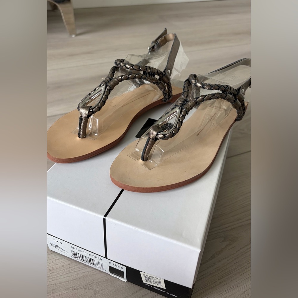 Dolce Vita Metallic Bronze Braided T-Strap Sandals
